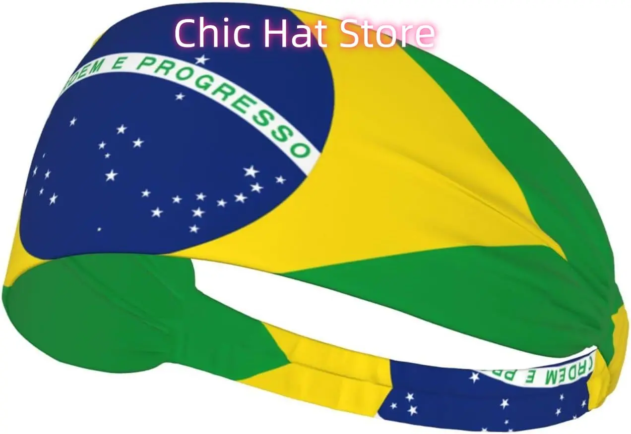 

Brazilian Flag Elastic Exercise Headband, Fitness Exercise Yoga Cycling Headband, Outdoor Sports Elastic Sweat-Absorbing Headban