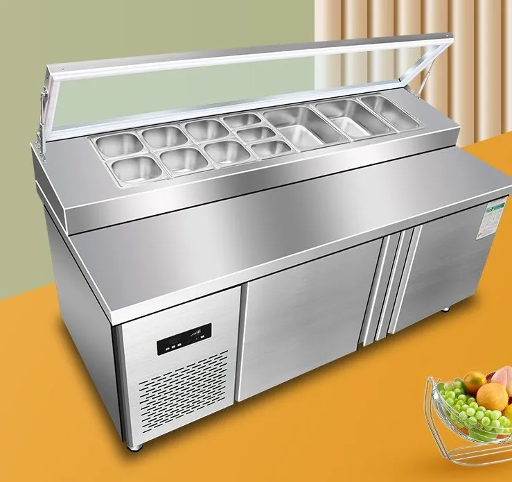 Commercial Refrigeration Salad Bar Counter Top Pizza Refrigerator Salad Freezer Fridge Sandwich Prep Table Chiller