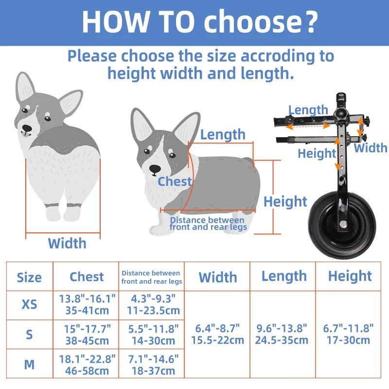 Behinderte Hunderollstuhlwagen, verstellbare Haustier-Mobilitätshilfen mit Rädern, Haustier, Katze, Hund, Rehabilitation, Gehhilfe, Troll