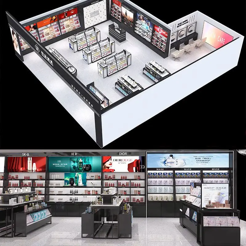 Custom.Professional مخصص الطراز الحديث متجر العطور رفوف عرض مستحضرات التجميل خزائن الخشب الورنيش مستحضرات التجميل تخزين كابي