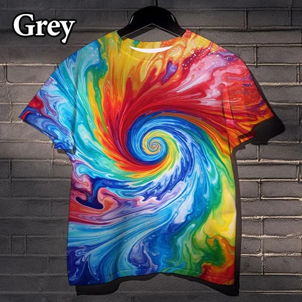 Fun Rainbow 3D Printed Tie-dye Pattern T-shirt Street Dizzy Colorful Men\'s and Women\'s Casual Tops XS-5XL