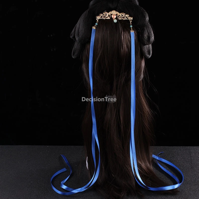 2025 dashing knight-errant cosplay hair tie headpiece chinese style retro daily hanfu accessory hollow design tiara fairy ribbon