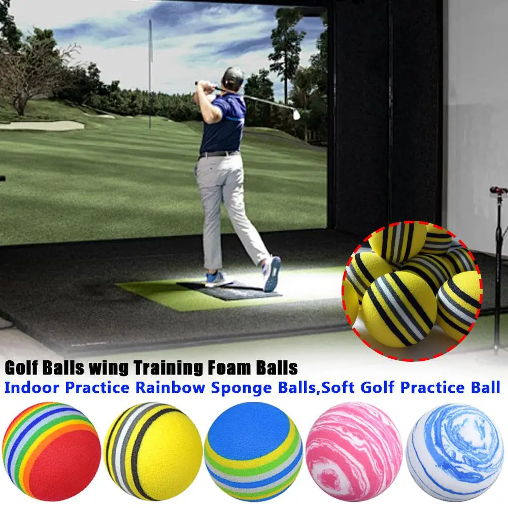 10 bolas de espuma para entrenamiento de Swing de Golf, accesorios de esponja de arcoíris para práctica en interiores, pelota Flexible, ayuda suave para entrenamiento de Golf Pra X9W1