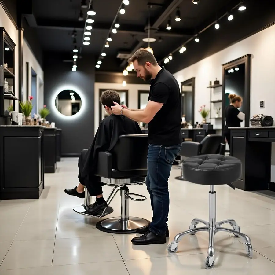 Swivel Stool Chair Adjustable Heavy Duty Barber Stool Hydraulic Rolling Work Stools with Wheels for Hair Beauty Salon Spa Home K