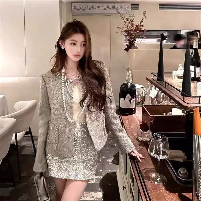 

Ele ey Knitted Outerwear Women's Faion Autumn Winter New Sle Lady Fraance Wind Coat Women's Faion ow