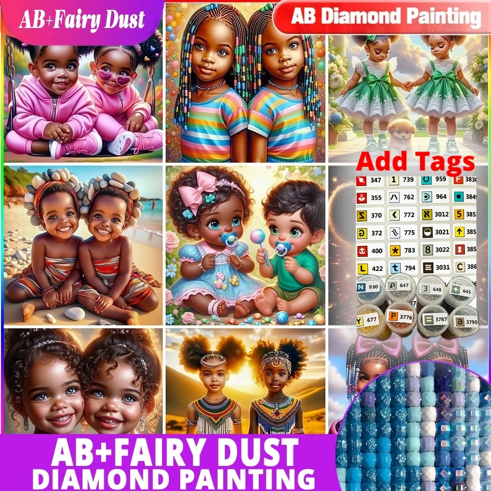 

Фея Пыль AB поставляется с наклейками DMC Алмазная картина Африканская девушка вышивка крестиком Мозаика Портрет Стразы Хан