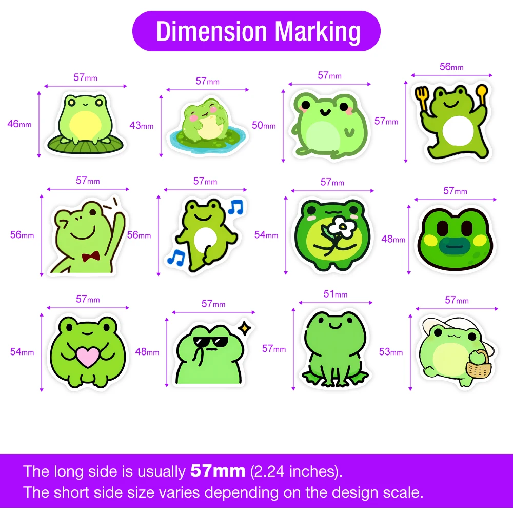 Cute Cartoon Frog Stickers Kawaii DIY Fun Kids Toy Gift Decal for Laptop Phone Scrapbook Luggage Bottles Decorative Waterproof