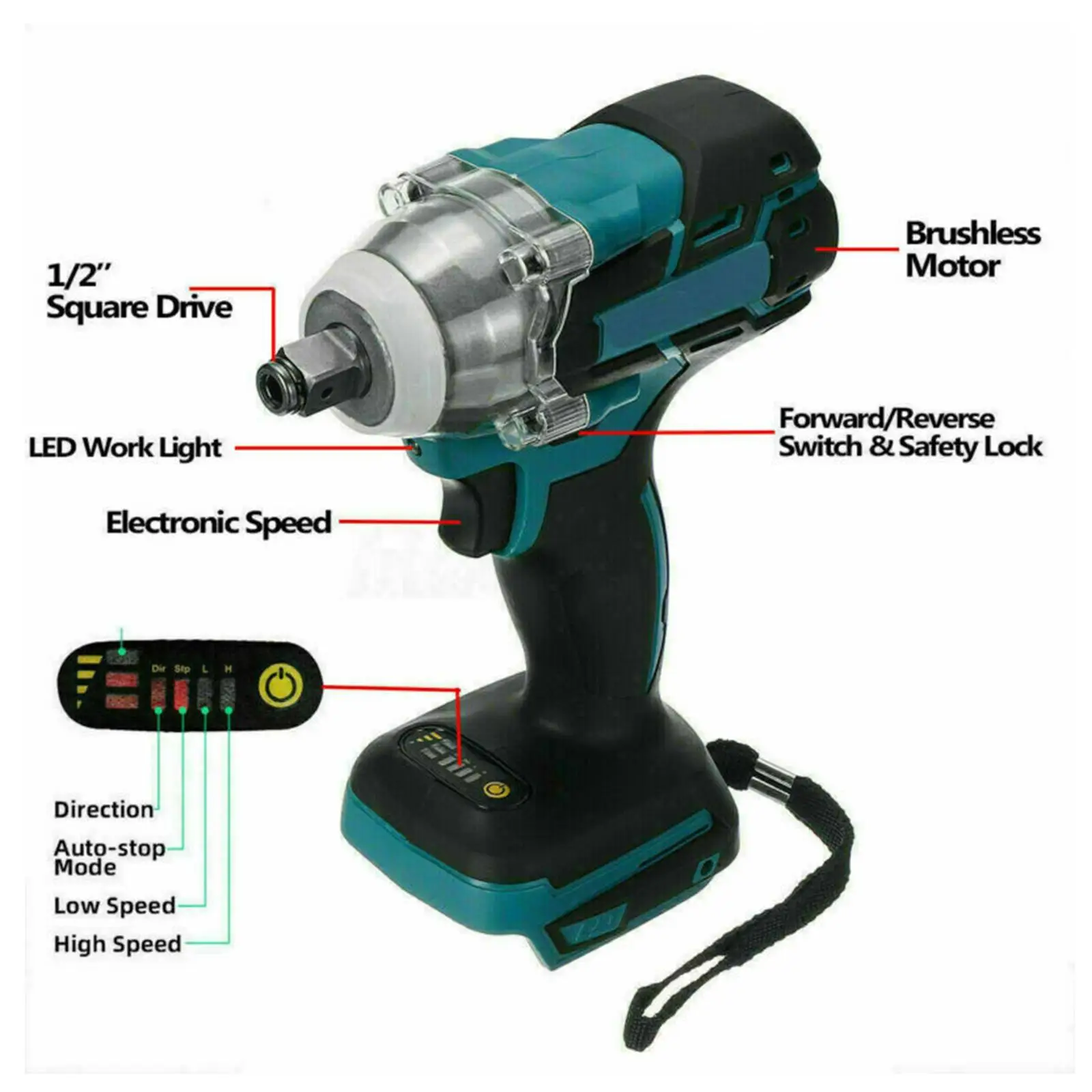 

520Nm Brushless Impact Wrench Tools Auto Stop for Screw Drilling Scaffolding