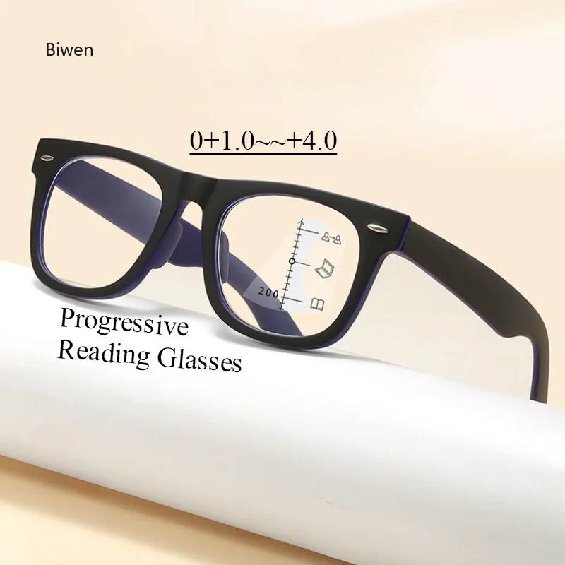 Fashion Anti Blue Light Progressive Reading Glasses Men Women Near And Far Multifocal Presbyopia Optical Eyeglasses 0+1+4.0 очки