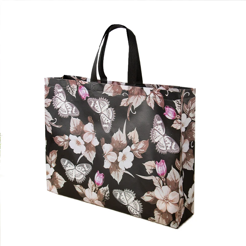 Shopping Bag Butterfly Printing Waterproof Non-woven Fabric Storage Reusable Luggage Travel Bag Women Shopping Trolley