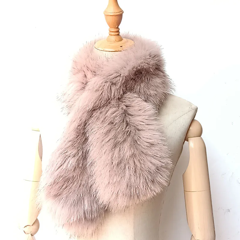 

Women Winter Knitted Real Fox Fur Scarf Female Warm New 2022 Thick Natural Fox Fur Scarves Lady Fur Muffler