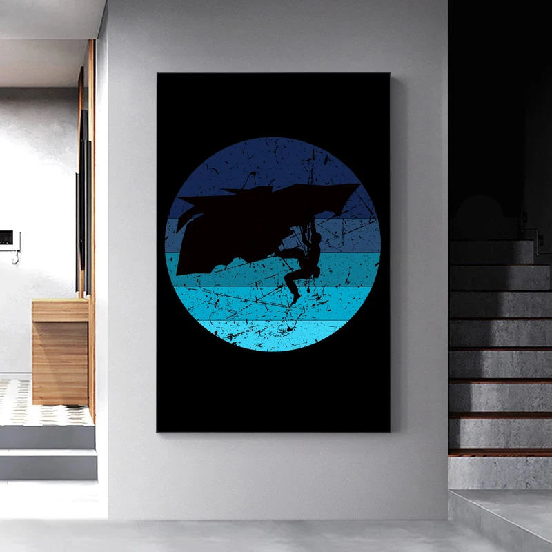 Minimalist Rock Climbers Silhouetted in Extreme Sports At Sunset Poster Canvas Painting Wall Art Pictures Home Decor