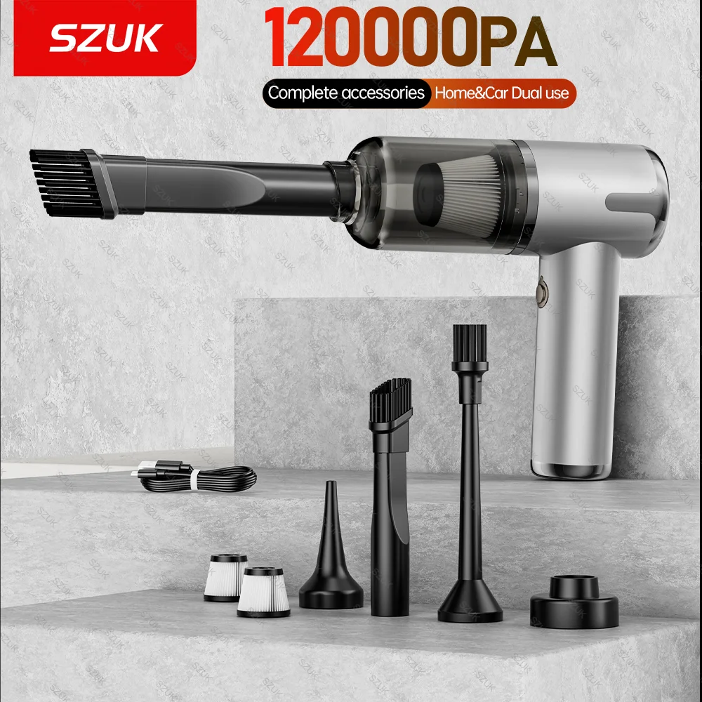 SZUK Car Vacuum Cleaner 120000Pa Wireless Portable Cleaning Machine Powerful Mini Handheld Vacuum Cleaner for Car Home keyboard