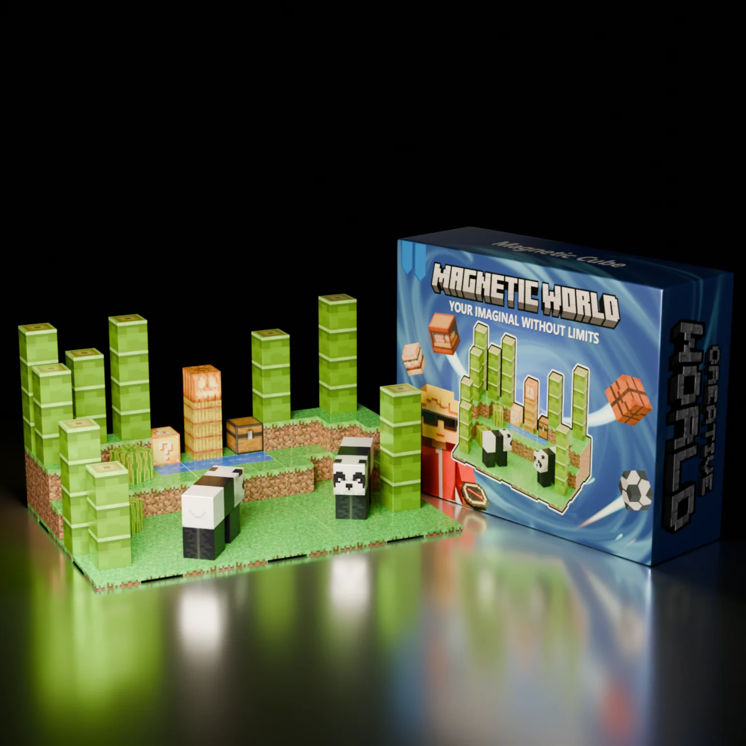 Magnetischer Baustein Mine World Magnet Cube Set für Jungen und Mädchen, hochwertiges DIY-Pixel-Stil-Modell, Grundplatte, STEM-Spielzeug-Grundplatte