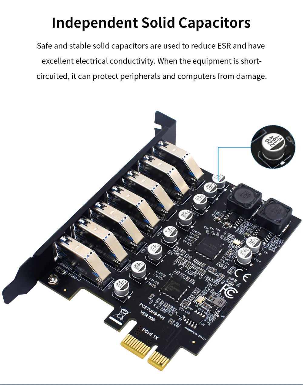 محول USB 3.0 PCI Express، بطاقة توسيع USB 3 منافذ، USB3، PCIe، محول وحدة تحكم PCI-e X1 لسطح المكتب