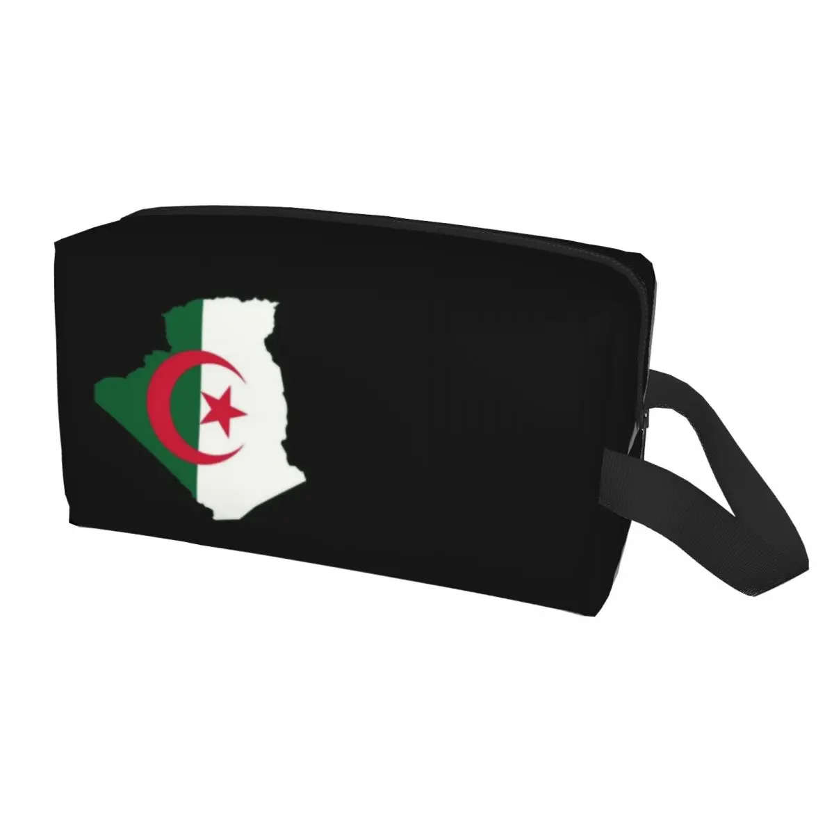 Custom Travel Algeria Map Flag 2222 Toiletry Bag Portable Cosmetic Makeup Organizer for Women Beauty Storage Dopp Kit Box