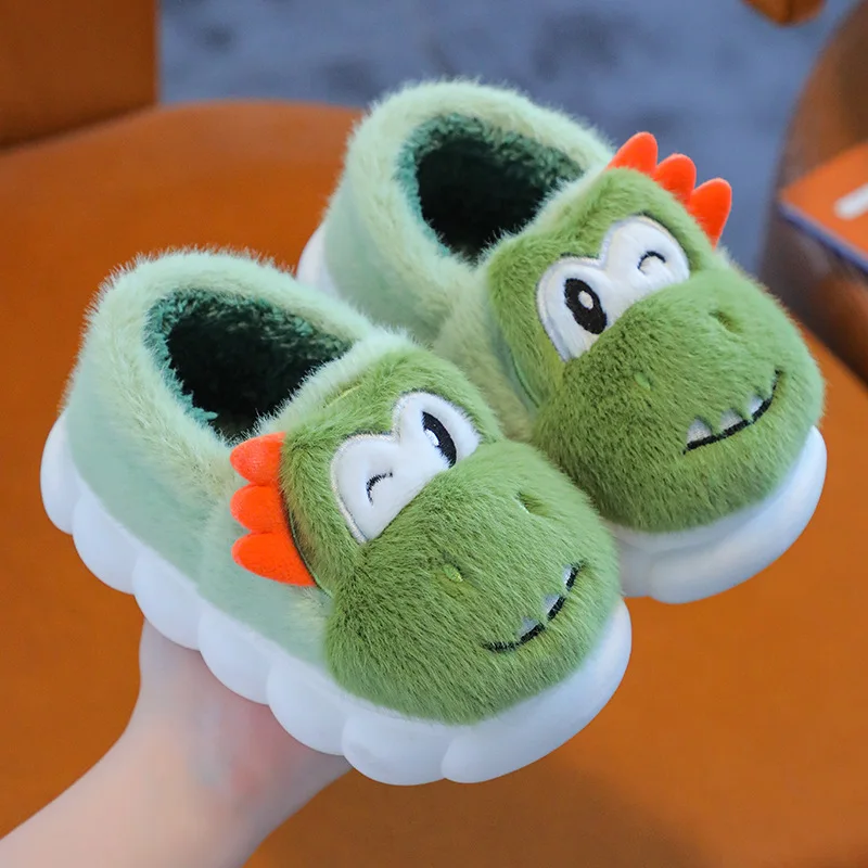 Winter Cover Heel Children Cotton Slippers Cute Cartoon Indoor Warm Kids Shoes Boys Girls Anti Slip Soft Bottom Home Slippers