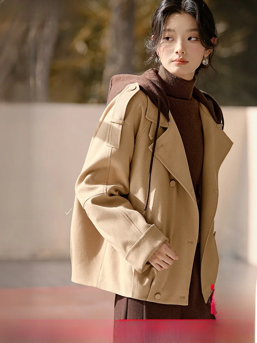 

Mehai Briti Workwear Sle Cotton Jaet 2025 Winter New Faion oulder Insertion Coat Hooded Loose Fit Regular Sve