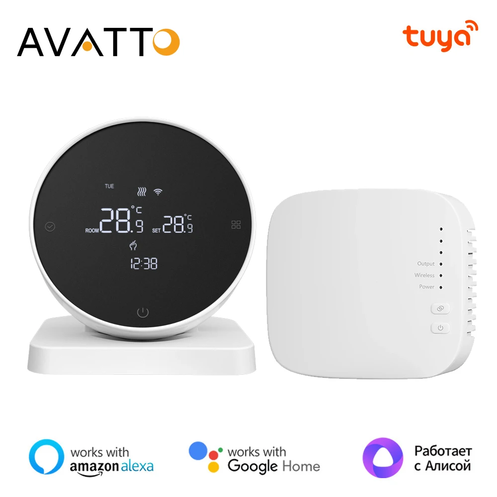 AVATTO Tuya WiFi Smart Thermostat，RF Wireless Receiver Temperature Controller ，For Water Gas Boiler Support Alexa Google Home
