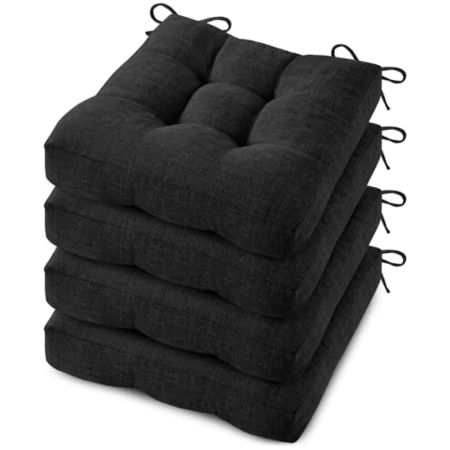 

Подушки для стульев, 4 шт., для обеденных стульев, кухонные подушки для сидений, внутренние подушки для сидений с завязками и нескользящей основой, 17x17 дюймов