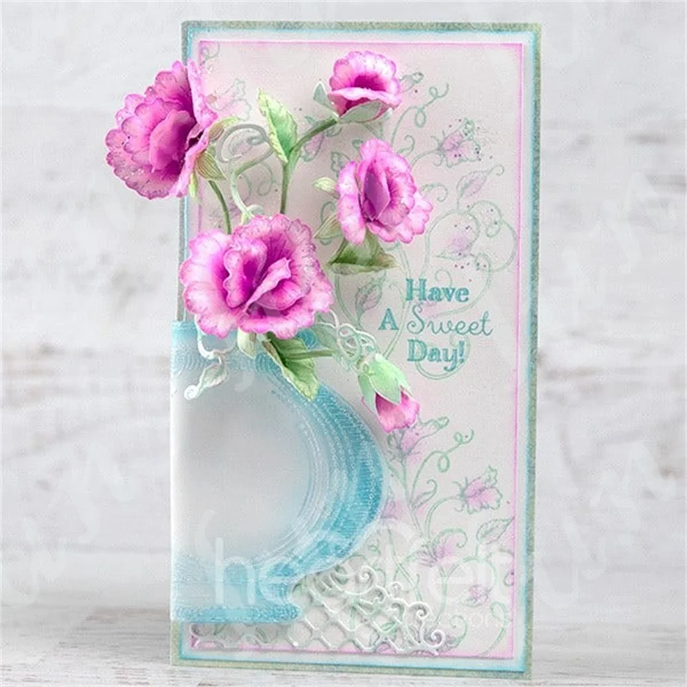 Vining Sweet Pea Clear Stamps and Metal Cutting Dies Sets for Diy Craft Greeting Card Scrapbooking Decoration Template Molds view 4