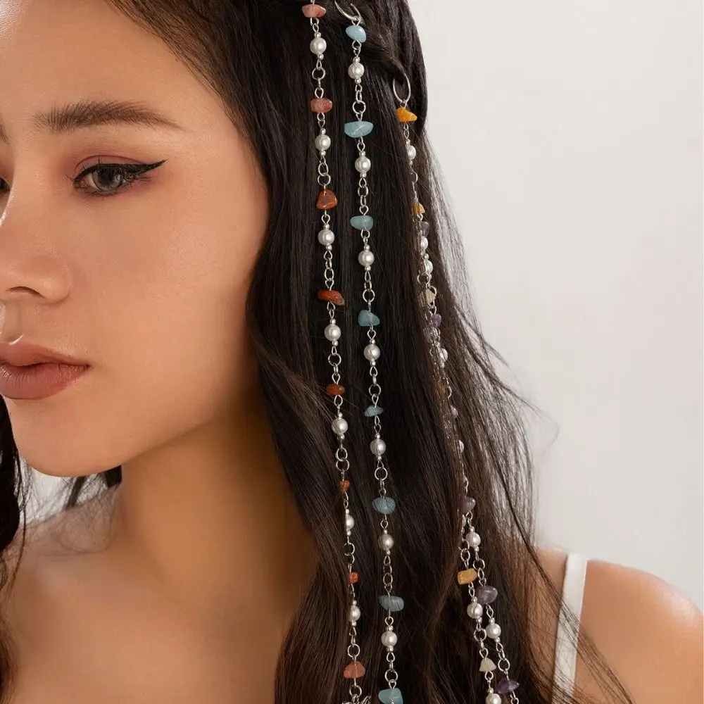 

Ethnic Style Braided Hair Ring Pearl Butterfly Tassel Hair Band Hip-hop Style Hair Clip Weave Hair Accessories Girl/Women