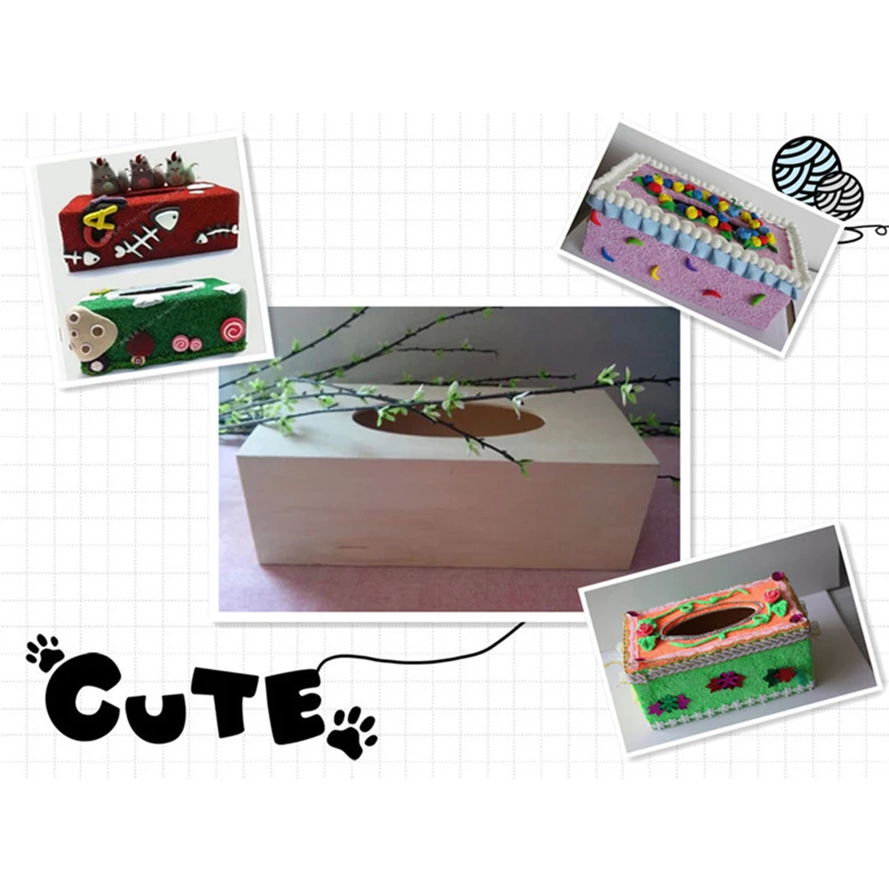 

3Pcs DIY Tissue Box Wooden Handmade Craft Kit for Kids Smooth Plain Color Napkin Holder Creative Gift Home Decor