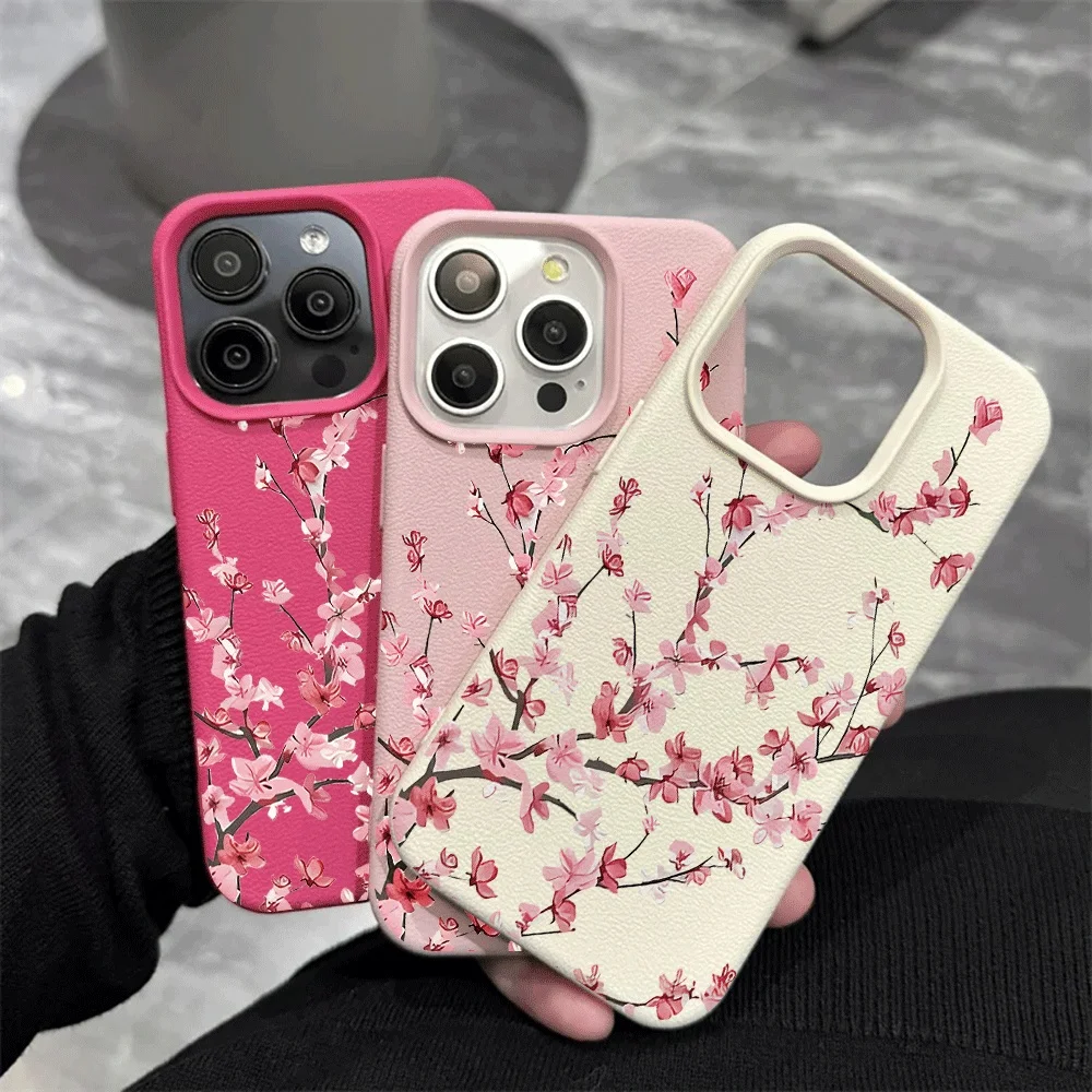 Rosa Pflaumenblüten-Zweig Handyhülle für iPhone 17 16 15 14 13 Pro Max 16 15 14 Plus 17 16 15 14 Pro 17Air Silikon Matte Hülle – Detail 4