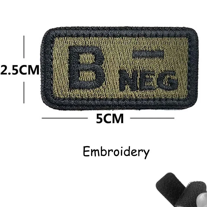 1/2 Stück, A B AB O POS-NEG Blutgruppen-Abzeichen, Stoffapplikation, Stickerei, Klettverschluss-Patches, militärischer taktischer Patch für Rucksäcke