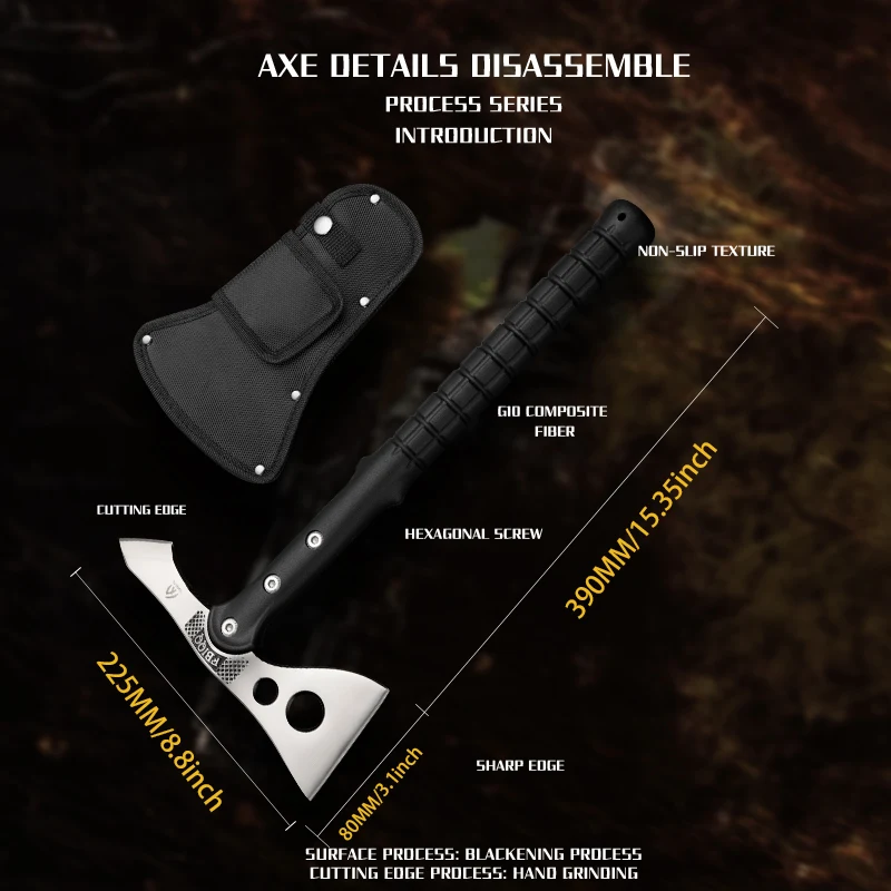 Imagem -03 - Portátil Multi Funcional Aço Battle Axe Huangfu4cr13 Survival Axe para Acampamento ao ar Livre Caça e Atividades de Emergência