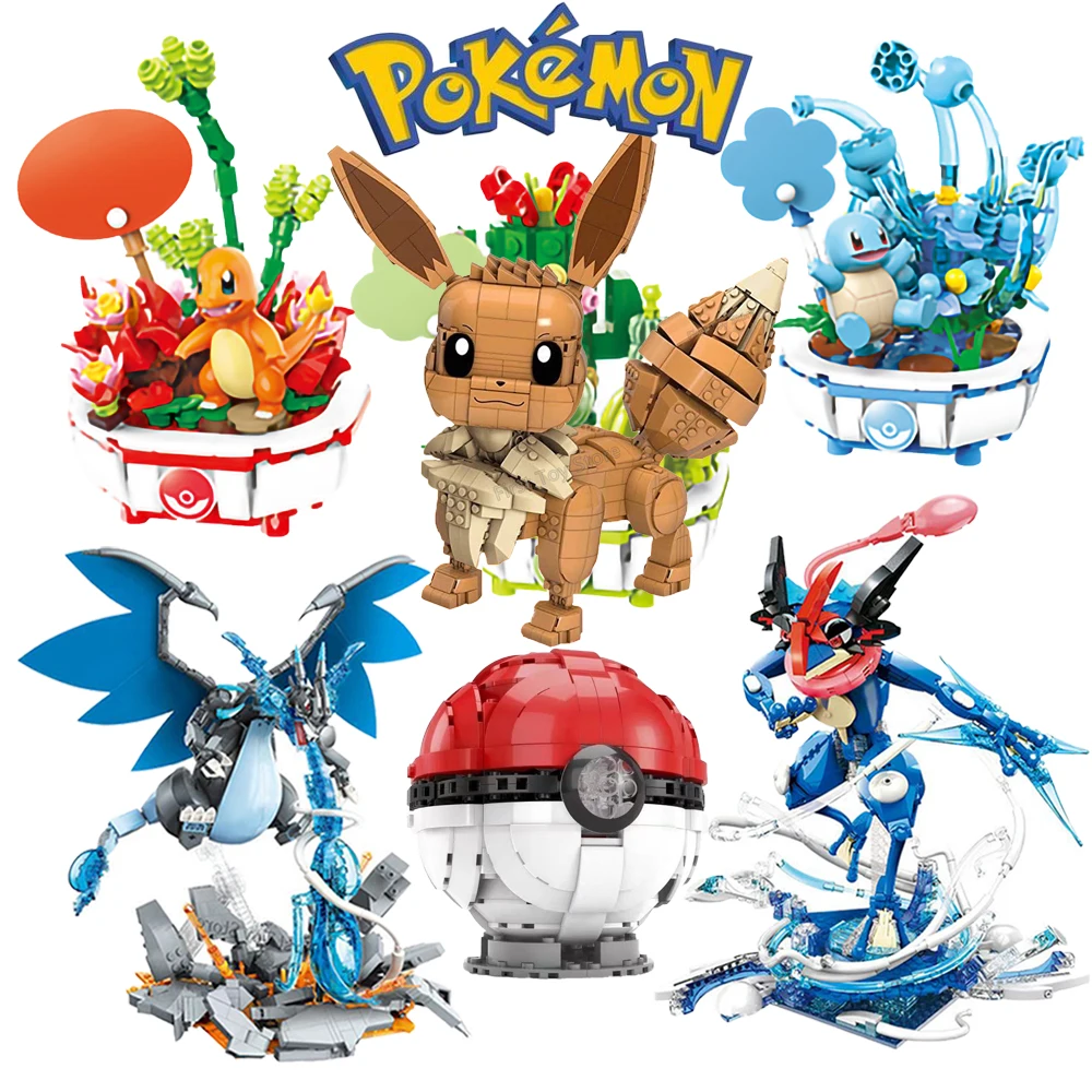 Pokemon Pikachu Eevee Tyranitar Corviknight Poké Ball Greninja Charizard Venusaur Building Blocks Anime Model Toy Gift