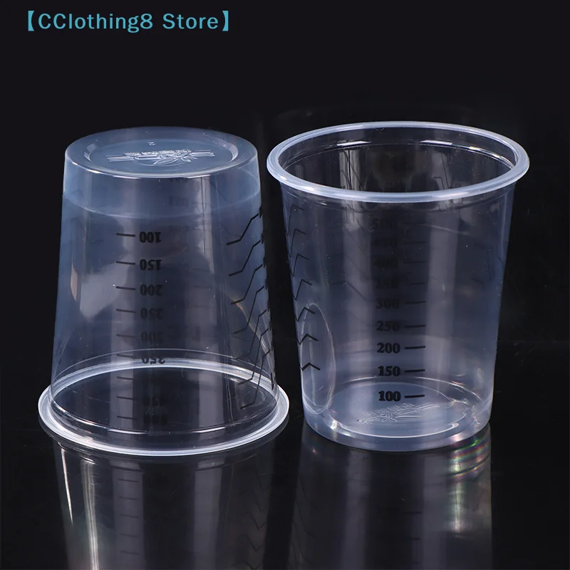 10Pcs 500ml Disposable Clear Plastic Paint Mixing Cups Mixing Pot Paint Mixing Calibrated Cup【AliS8】