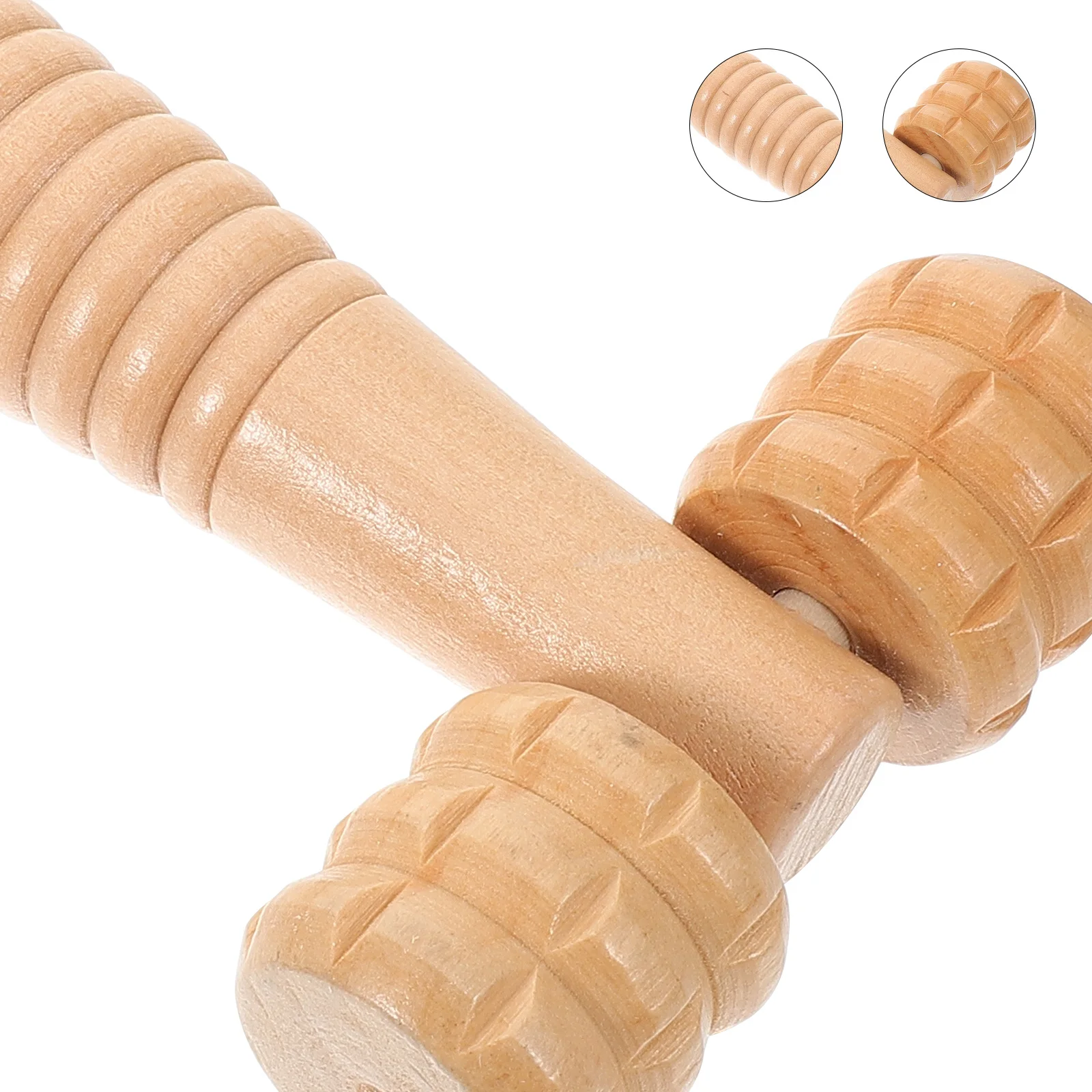

3pcs Foot Roller Massager Handheld Wood Stick Beige Portable Travel Size Foot Shoulder Neck Massage Wooden Tools