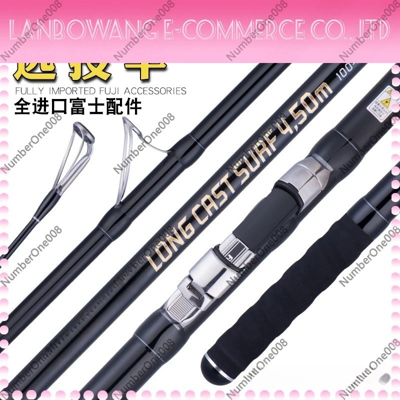 4.5m Long Throw Rod Three-Piece Shore Casting Anchor Rod Guide Ring 100-250G Lure Weight Carbon Hard Action