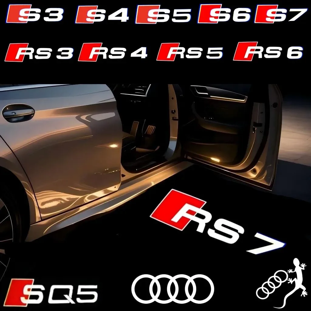 لأودي سلاين سبورت RS RS3 RS4 RS5 RS6 RS7 A4 B5 B6 B7 B8 RS S3 S4 S5 S6 S7 السيارات الباب Led شعار ترحيب ضوء مصباح الإسقاط. #1