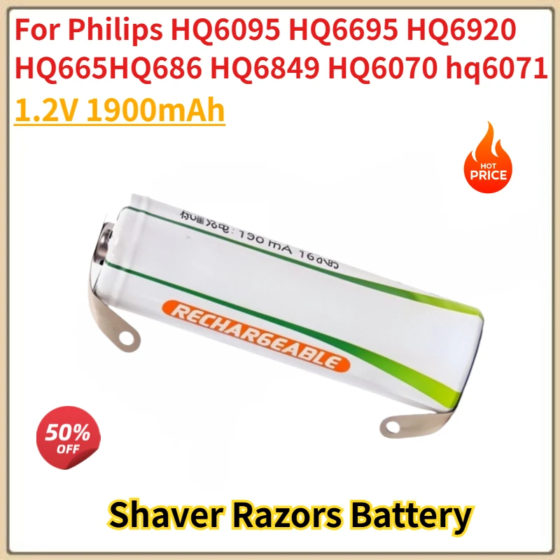 

High Quality Battery 1.2V 1900mAh for Philips HQ686 HQ6849 HQ6070 HQ6095 HQ6695 HQ6920 HQ665 Hq6071 Shaver Razors Brand New
