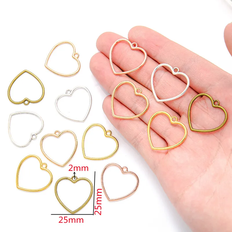 20pcs 5 colors hollow Hearts Charms Necklace Pendant Bracelet Jewelry Making Handmade Crafts diy Supplies 25*25mm