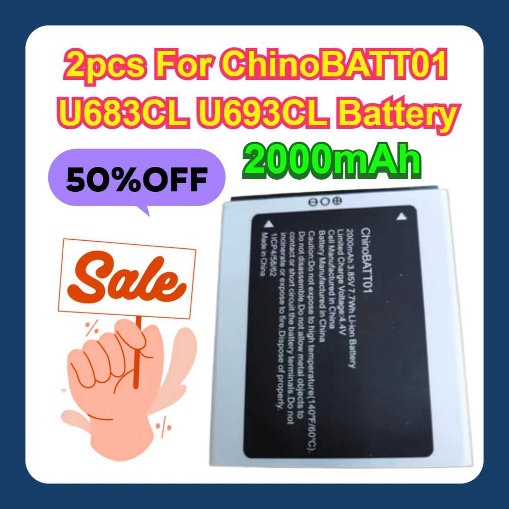2pcs For ChinoBATT01 U683CL U693CL 2000mAh Battery