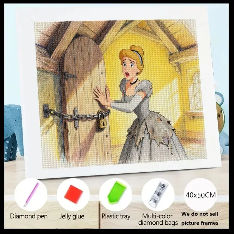 

1 шт., комплект алмазной живописи принцессы Диснея Золушки 5D, полная дрель, DIY хрустальный драгоценный камень, культовая сцена «Запираемая дверь» с рваной D