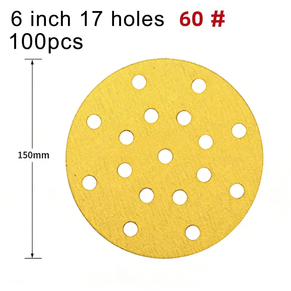 Flocked Backing Disc 6 Inch Sandpaper For Woodworking Polishing Uniform Abrasive Grains Smooth Finish For Paint And Wood