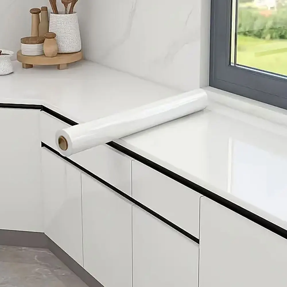 80 width Plain Gloss PVC Wall Stickers Self-Adhesive Waterproof Pearl Film for DIY Room Wardrobe Kitchen Furniture Renovation