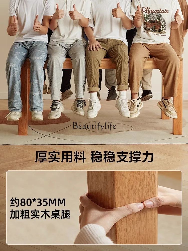 طاولة طعام من الخشب الصلب، طاولة مستطيلة لغرفة المعيشة من خشب الشمع الأبيض #3