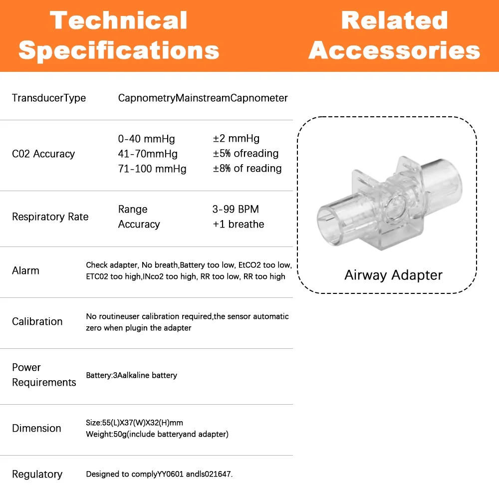 Handheld Veterinary Capnograph ETCO2 Monitor Capnography ETCO2 Monitor Sensor Ambulance Capnogragh ETCO2 Sensor