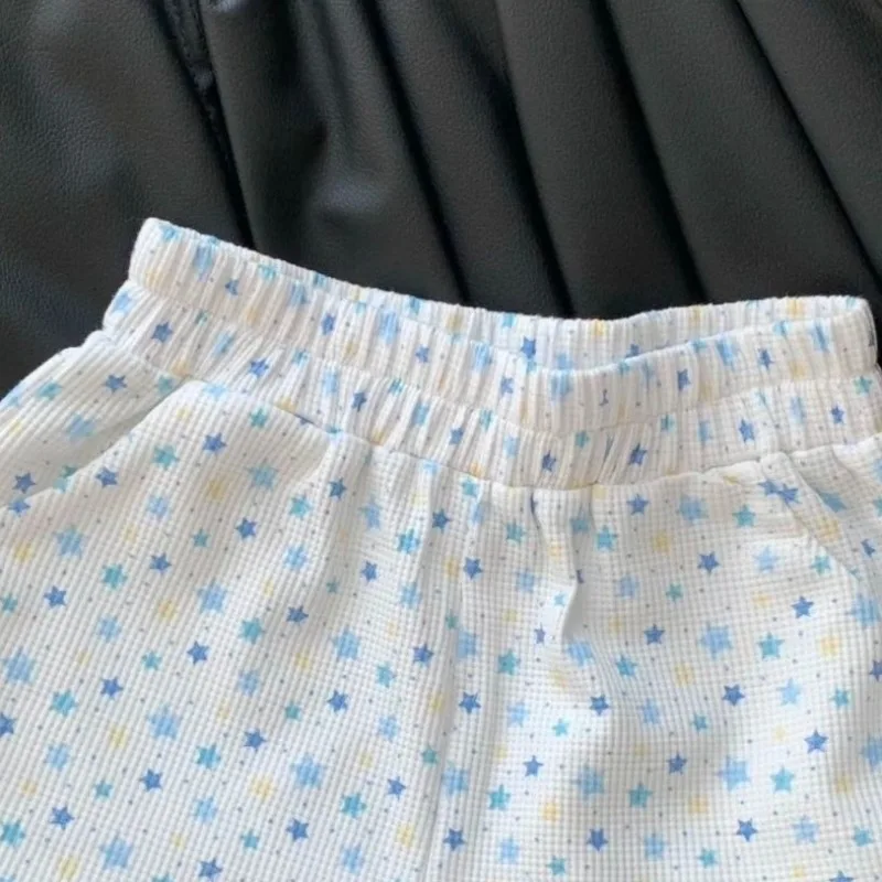 

Шорты Kimutomo женские с принтом звезд, граффити, милой вышивкой, мультяшным рисунком собаки, эластичные, с высокой талией, в стиле преппи, женские, Y2K, Harajuku