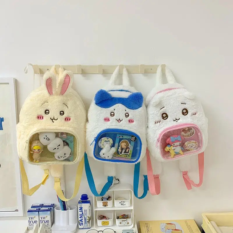 New Chiikawa Plush Backpack Kawaii Usagi Hachiware Large Capacity Backpack Ins Korean Cartoon Anime Friend Birthday Gift