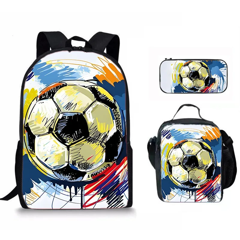

Trendy Popular Funny New football 3D Print 3pcs/Set pupil School Bags Laptop Daypack Backpack Crossbody Lunch bag Pencil Case