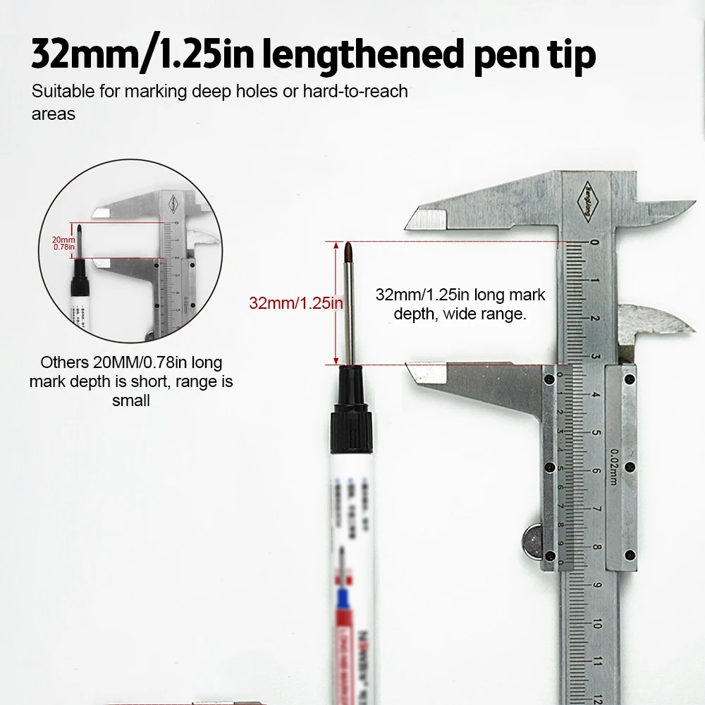 32mm de usos múltiples de cabeza larga marcadores de la pluma de agujero profundo rotuladores para carpintería azulejo decoración rojo/negro/azul/tinta verde