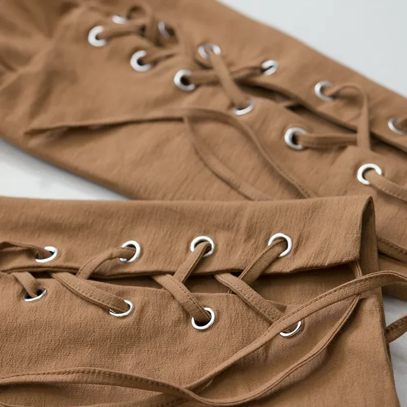 Adult Man Medieval Viking Pirate Cosplay Costume Lace-Up Bandage Pants Larp Capris Trousers Vintage Woven Cotton Joggers For$0$k