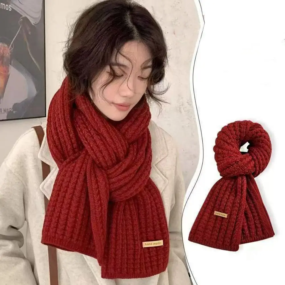 

Elegant Knitting Knitted Scarf Thicken Soft Winter Shawl Solid Color Warm Long Shawl Autumn Winter