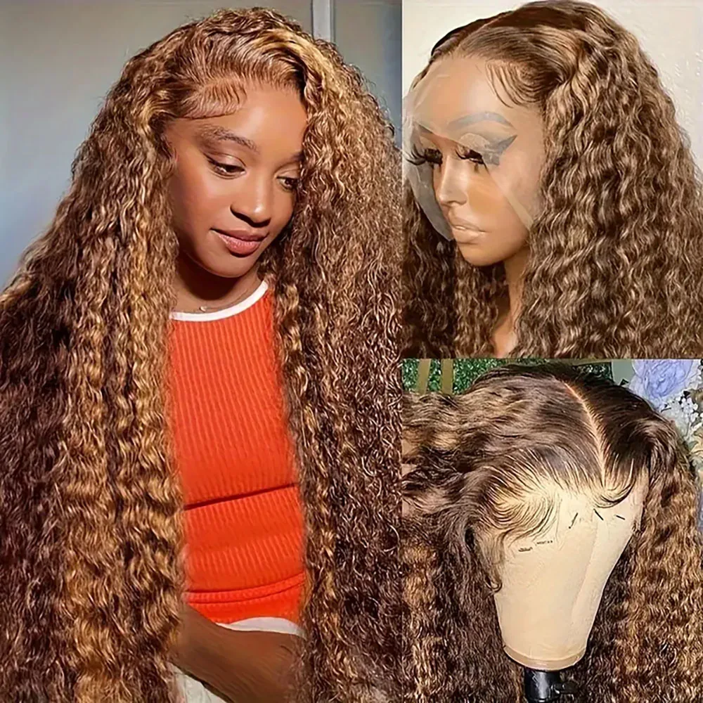 

Human Hair Pre Plucked 4/27 Deep Wave Highlight Wigs 5x5 13x4 Lace Front Wigs For Women 200% Density